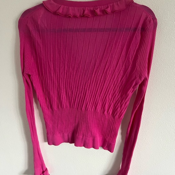 Anne Fontaine Pink Ruffle Cardigan, size 40 - Picture 4 of 5